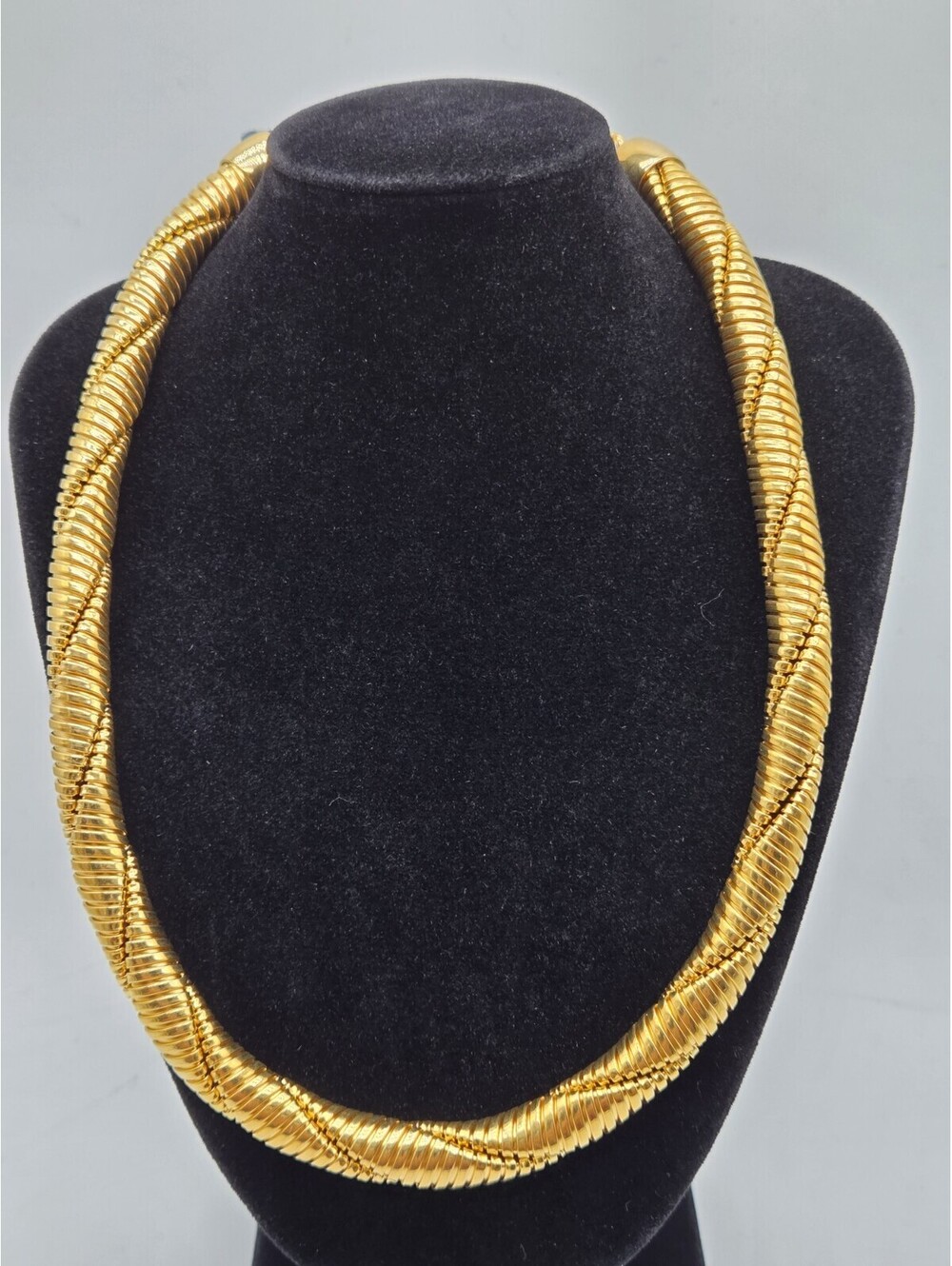 Milor Italy 18K Gold Plated Bronze Twisted Omega Collar Necklace NWT Statement - Picture 2 of 4